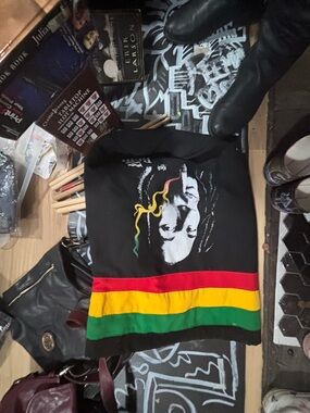 Bob Marley Black Rasta Graphic backpack with Red-Yellow-Green Stripe-
